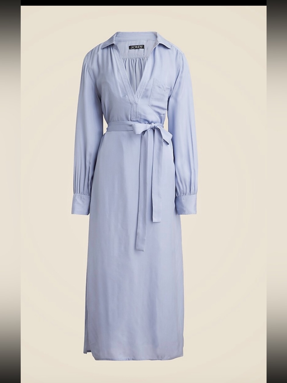 J. Crew Pale Blue Long Sleeve Tie-Waist Midi Dress